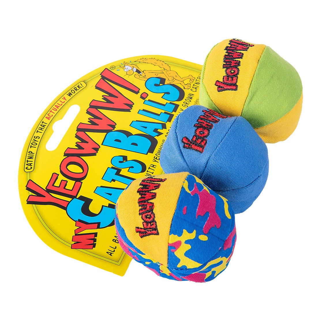 Yeowww! My Cat's Balls 3-pack – angled view of the pack