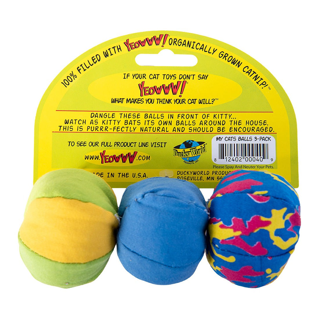 Yeowww! My Cat's Balls 3-pack – back of pack