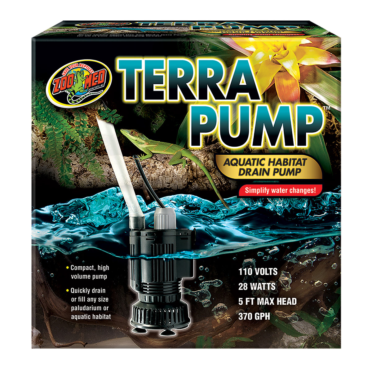 Zoo Med Terra Pump Aquatic Habitat Drain Pump | PeekAPaw Pet Supplies