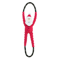 Zippy Paws Christmas RopeTugz Santa dog toy, plush Santa on a black rope loop