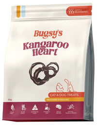Bugsy's Kangaroo Heart Pet Treats 80g