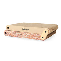Ibiyaya Fold-Out cat scratching pad in Cinnamon, the corrugated board curved into an arch