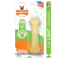 Nylabone Moderate Flexi Chew chicken flavour dog bone in its pack, for light chewers up to 7 kg