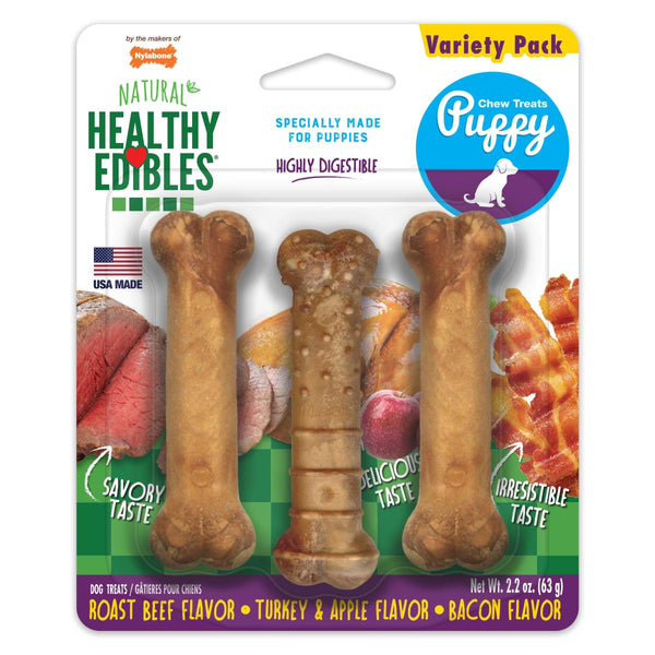 Nylabone Natural Healthy Edibles Dog Chew Treats Long Lasting Puppy Starter Kit