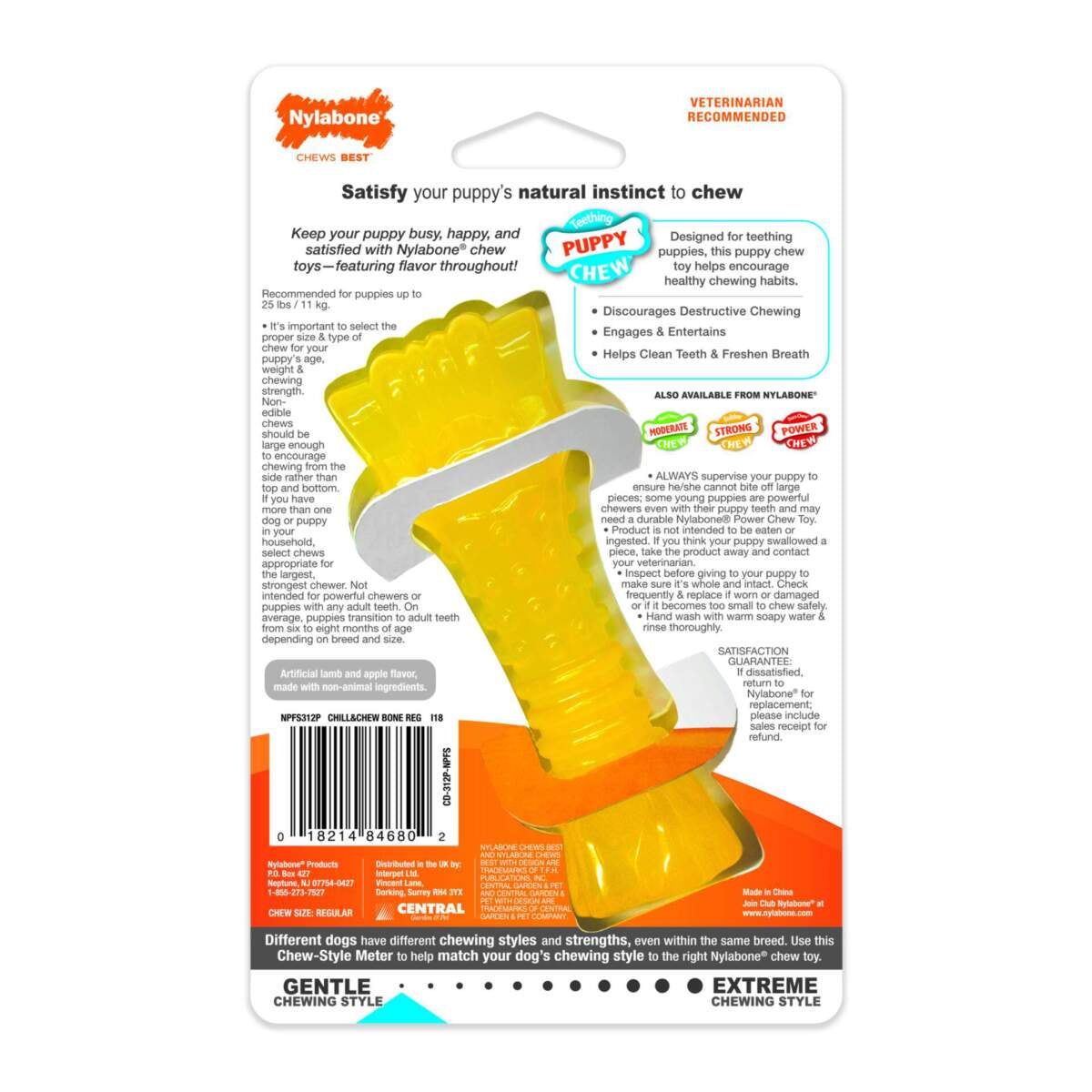 Nylabone Teething Puppy Chew Toy Freezer Dog Toy Lamb & Apple Flavor