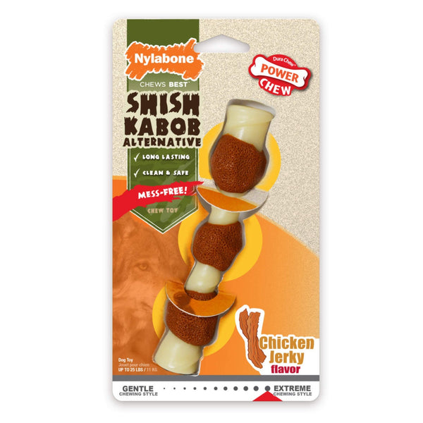 Nylabone Power Chew Durable Dog Toy Kabob Alternative Chicken Jerky Flavor