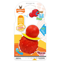 Front of the Nylabone Strong Chew stuffable cone pack in bacon flavour, for dogs up to 7 kg