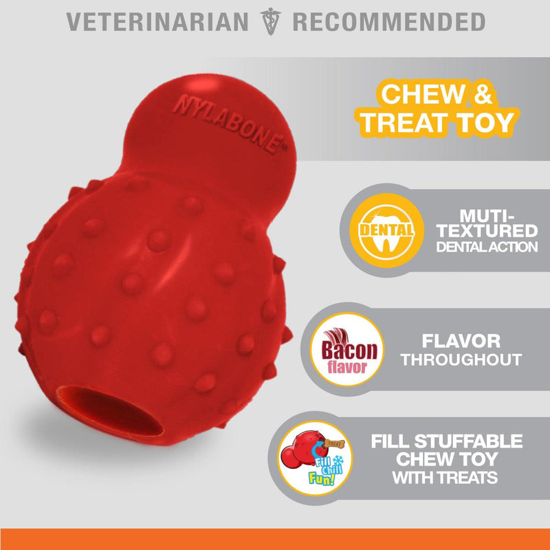 Nylabone Strong Chew Long Lasting Dog Toy Stuffable Cone Bacon Flavor