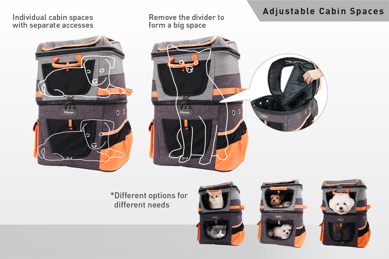 Ibiyaya Double Pet Carrier Backpack Two-Tier-Compartment 26
