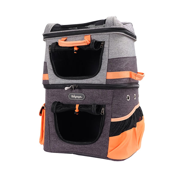 Ibiyaya Double Pet Carrier Backpack Two-Tier-Compartment 01