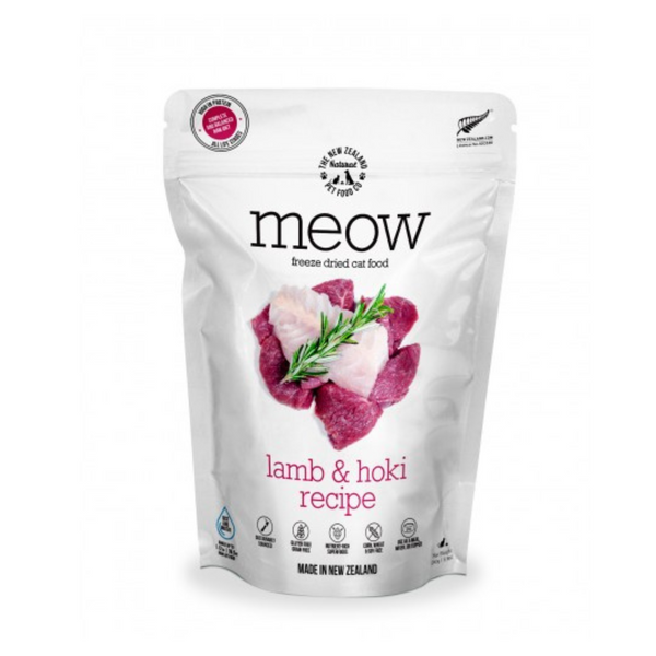 The New Zealand Natural Meow Freeze Dried Cat Food Lamb & Hoki