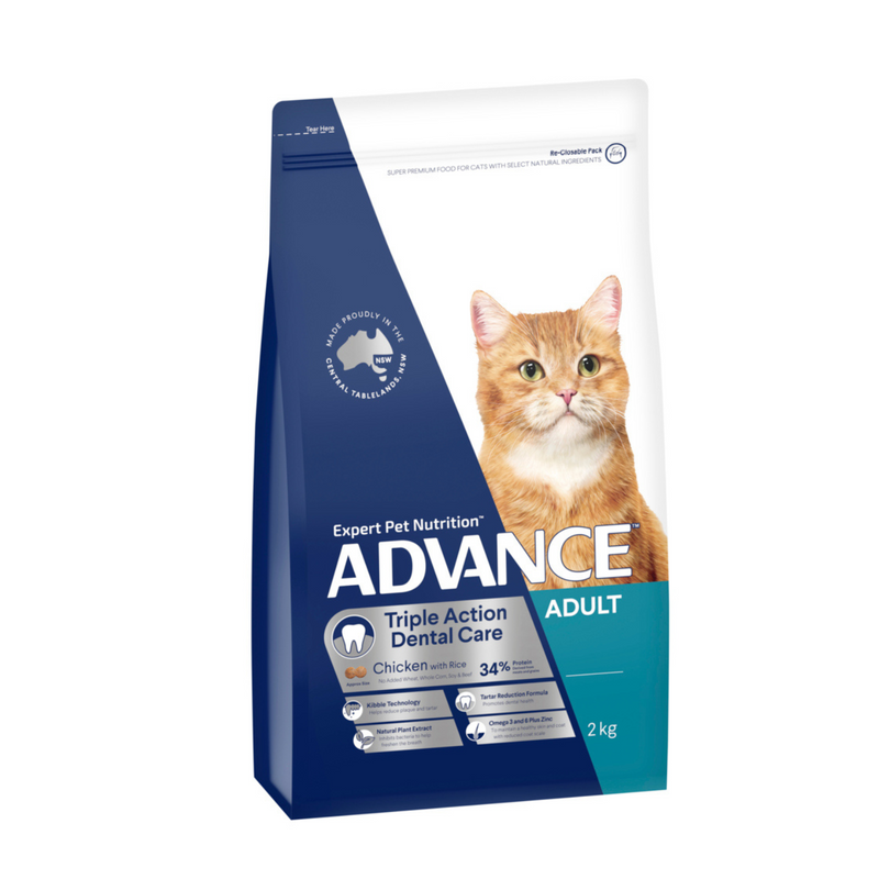 ADVANCE Triple Action Dental Care Dry Cat Food Chicken with Rice 2kg 01