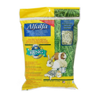 Alfalfa King alfalfa hay bag, yellow pack with rabbit and guinea pig photos