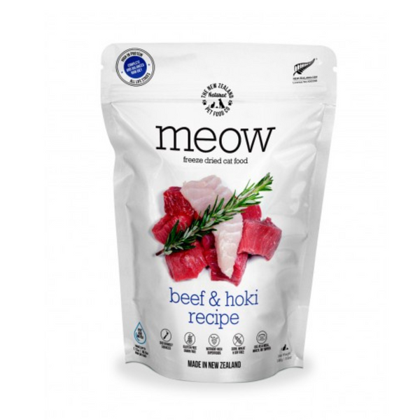 The New Zealand Natural Meow Freeze Dried Cat Food Beef & Hoki
