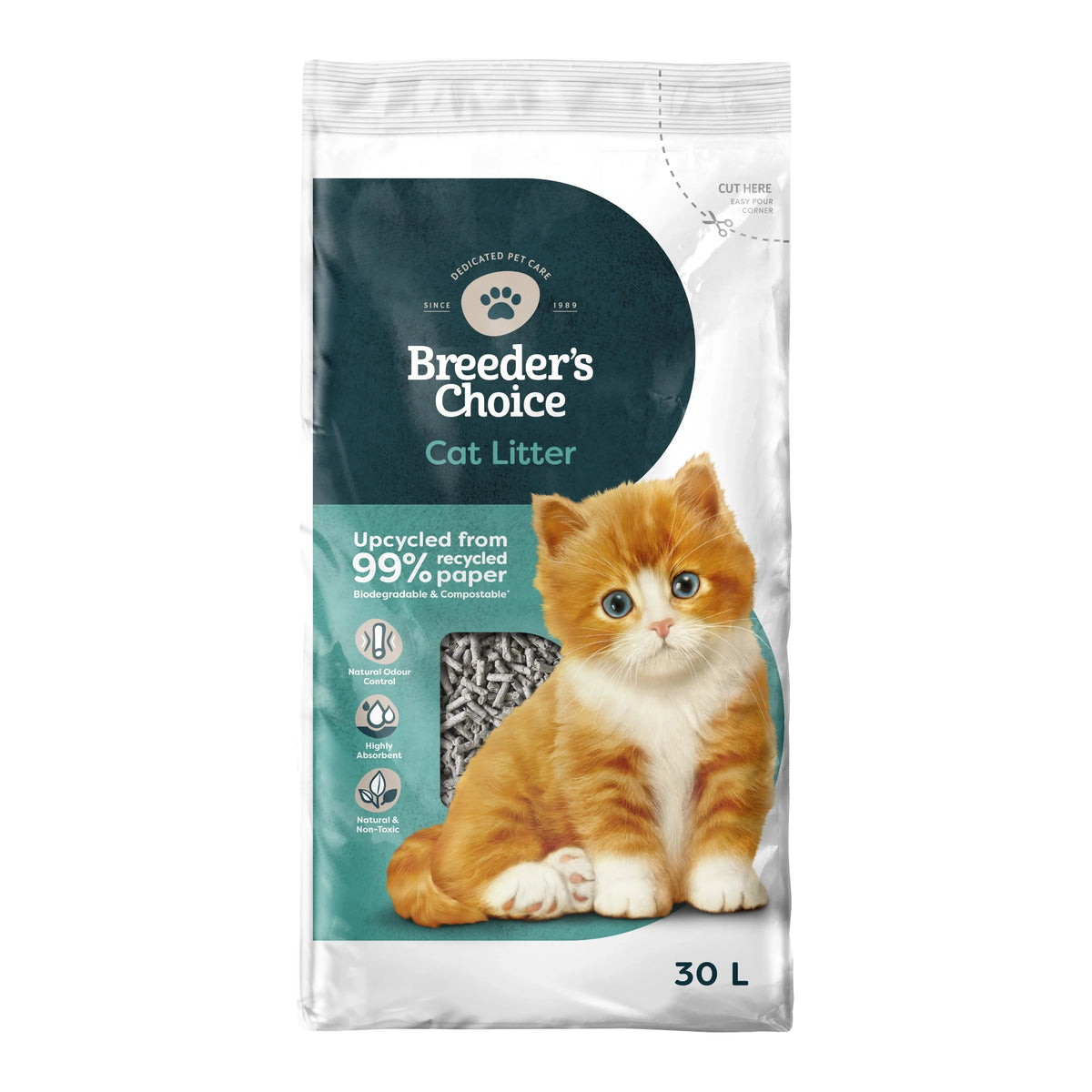 Breeders Choice Cat Litter 30L – front of bag