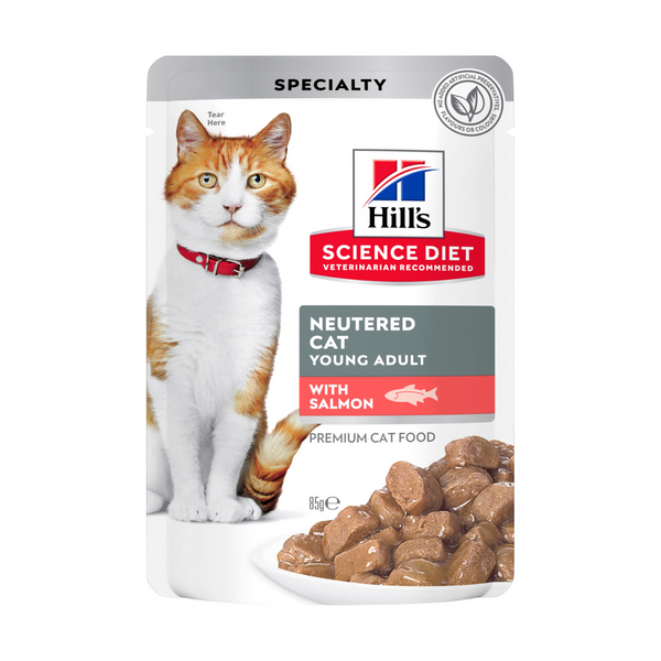 Hill's Science Diet Young Adult Neutered Cat Salmon Cat Food Pouches 01