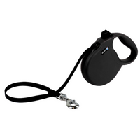 Alcott Wanderer retractable dog leash in black with a moulded grip handle