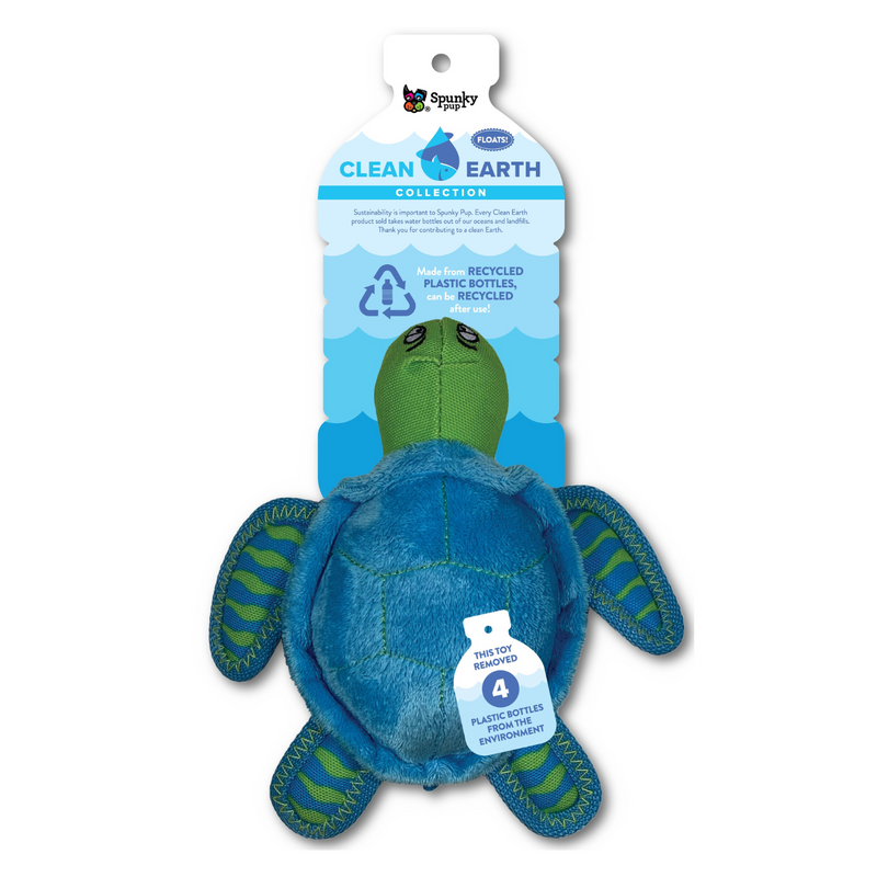 Spunky Pup Dog Toy Clean Earth Recycled Plush Turtle