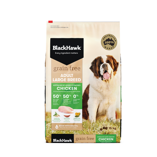 Black Hawk Dry Dog Food Grain Free Adult Large Breed Chicken 15kg