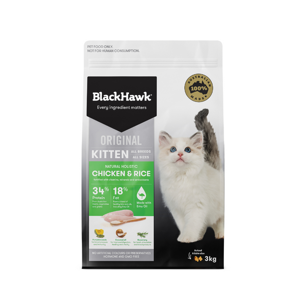 Black Hawk Dry Cat Food Original Kitten Chicken & Rice 3kg