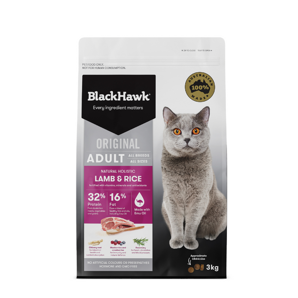 Black Hawk Dry Cat Food Original Adult Lamb & Rice 3kg