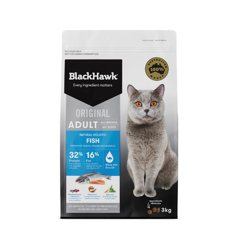 Black Hawk Dry Cat Food Original Adult Fish 3kg