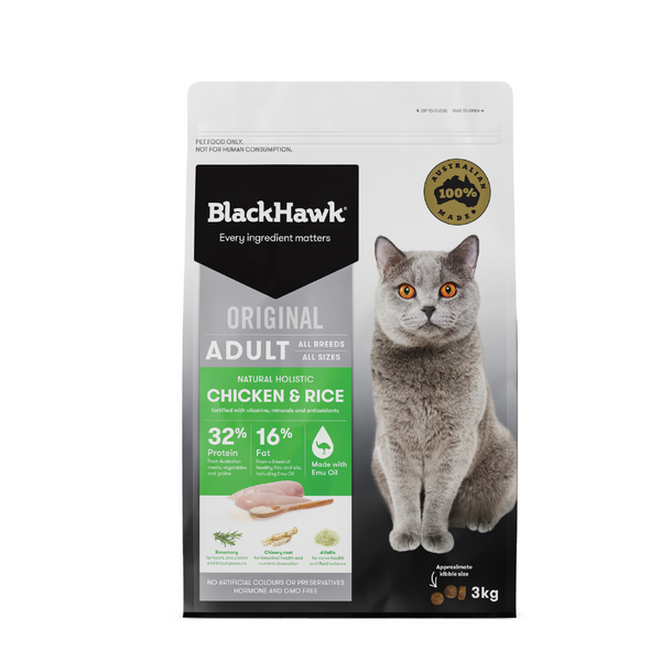 Black Hawk Dry Cat Food Original Adult Chicken & Rice 3kg