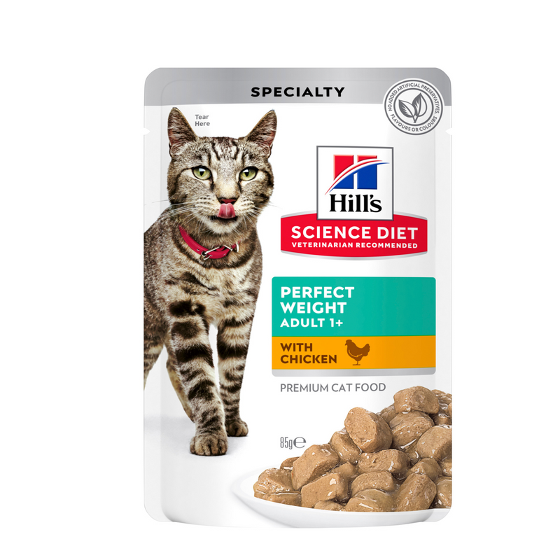 Hill's Science Diet Adult Perfect Weight Chicken Cat Food Pouches 01