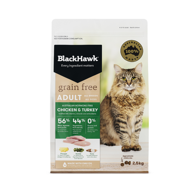 Black Hawk Dry Cat Food Grain Free Adult Chicken & Turkey 2.5kg