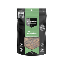 Black Hawk Chicken Jerky Bites puppy treats, 100g pack front