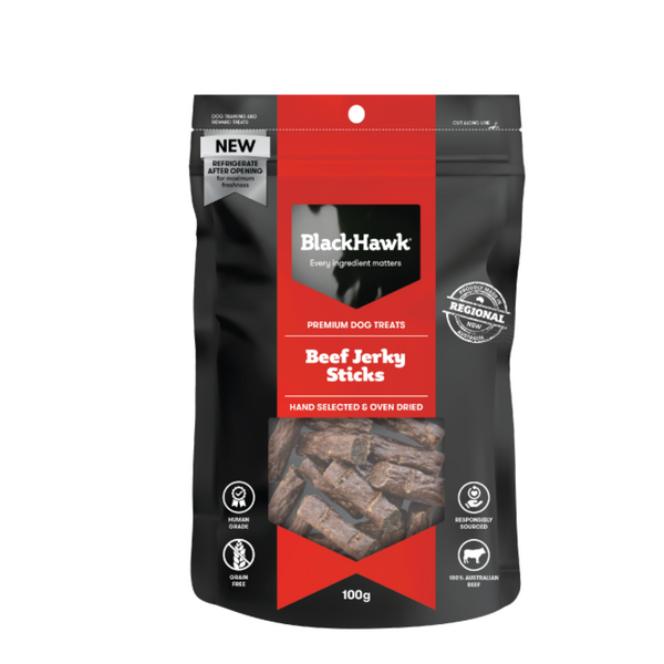 Black Hawk Dog Treats Beef Jerky Sticks 100g