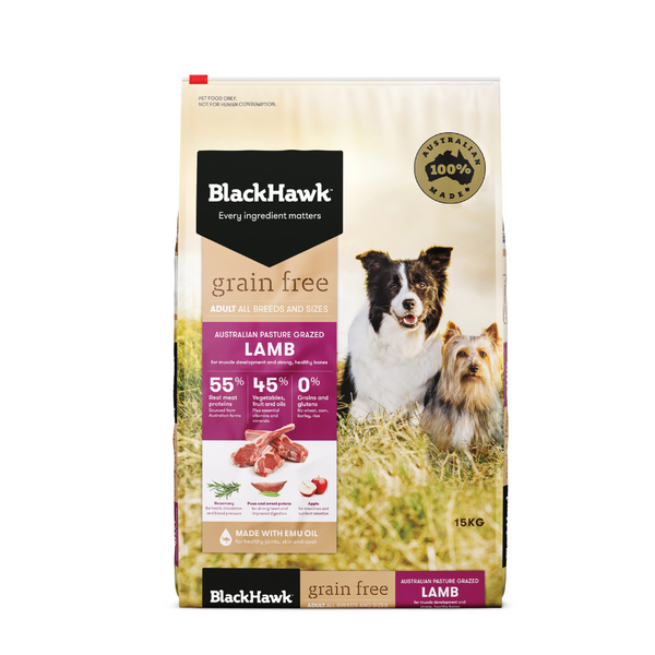 Black Hawk Dry Dog Food Grain Free Adult Australian Lamb 15kg