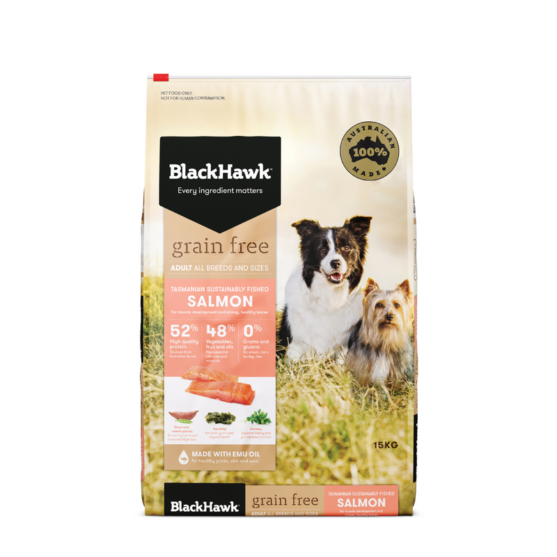 Black Hawk Dry Dog Food Grain Free Adult Tasmanian Salmon 15kg