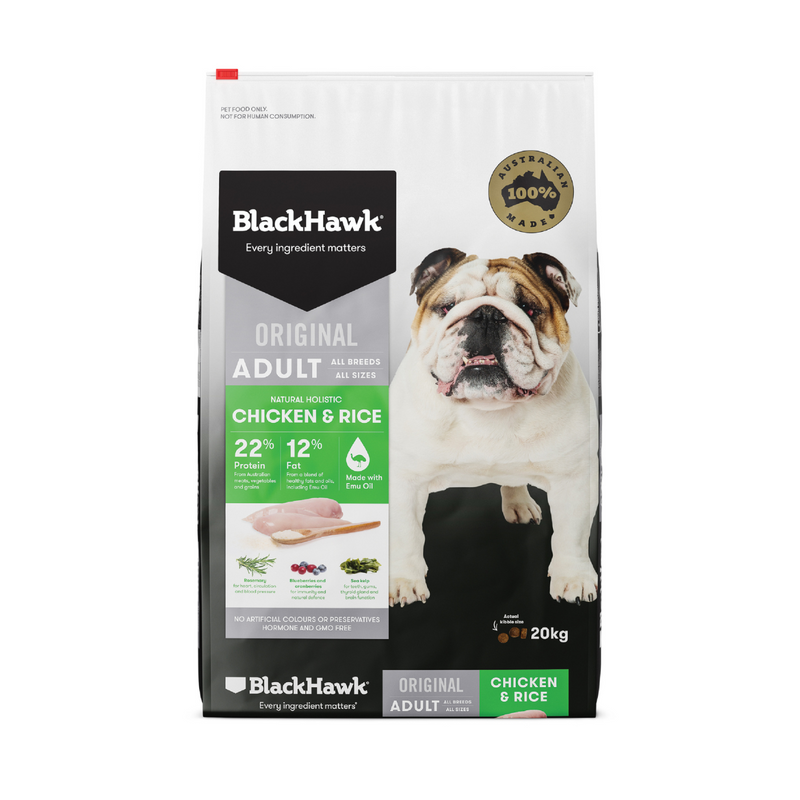 Black Hawk Dry Dog Food Original Adult Chicken & Rice 20kg