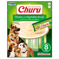 Inaba Churu Chicken with Vegetables, lickable puree tubes, 6 packs of 4 x 14g or 6 packs of 8 x 20g, dog treat