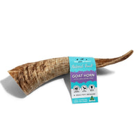 The Pet Project Natural Treats Goat Horn, a whole goat horn chew with its paper label band