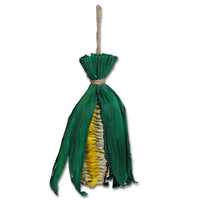 Rosewood Play Veg Flinging Fun Corn, a woven corn cob toy with a green husk