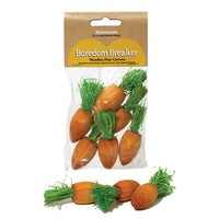Rosewood Woodies six pack of wooden play carrots on their Boredom Breaker card