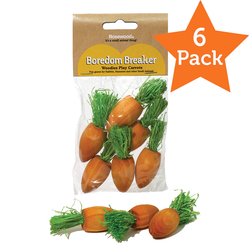 Rosewood Small Animal Activity Toys Rosewood 6 Pk Woodies Play Carrots 02