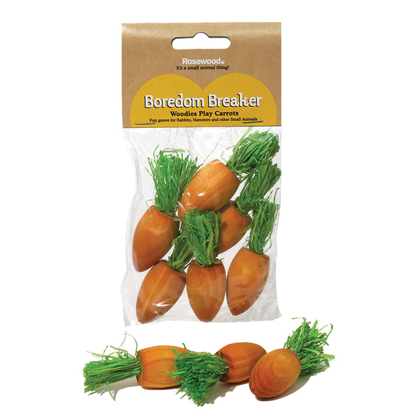 Rosewood Small Animal Activity Toys Rosewood 6 Pk Woodies Play Carrots 01