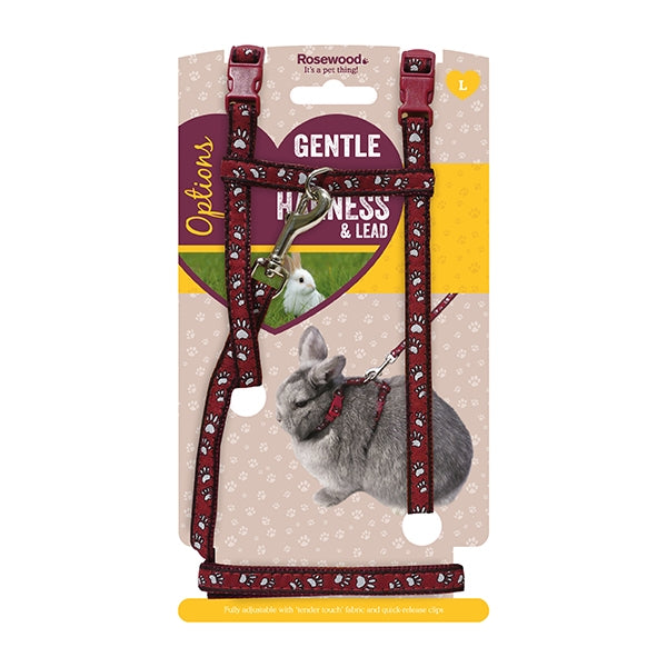 Rosewood Small Animal Paw Print Harness and Lead Set 01