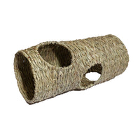 Rosewood woven jumbo seagrass play tunnel with cut-out side openings for small pets