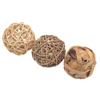 Rosewood Trio of Fun woven balls for small pets, three different weaves together