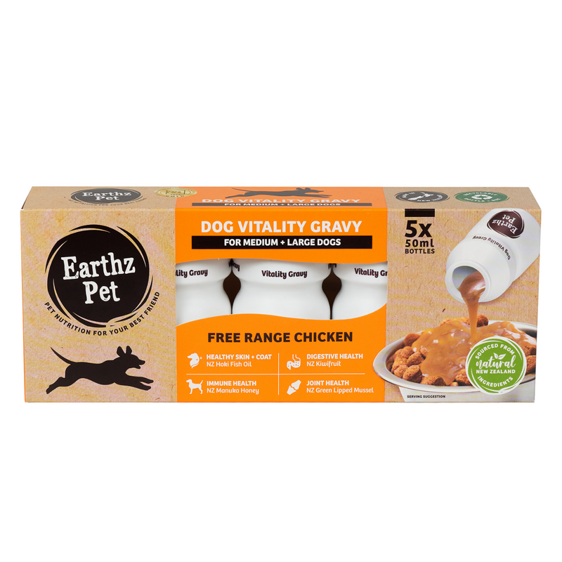 Earthz Pet Dog Vitality Gravy for Medium & Large Dogs Free Range Chicken 50ml x 5