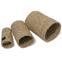 Rosewood woven seagrass tunnels for small pets, three sizes grouped together