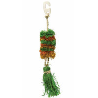 Rosewood Salsa Garland hanging chew of woven orange and green discs with a grass tassel