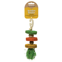 Rosewood Loofa Hoola stacked loofah disc hanging chew on its Boredom Breaker card