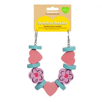 Rosewood Woodies flower garland of wooden flowers and hearts on its header card