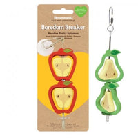 Rosewood Woodies Fruity Spinners, hanging wooden apple and pear chews on their card