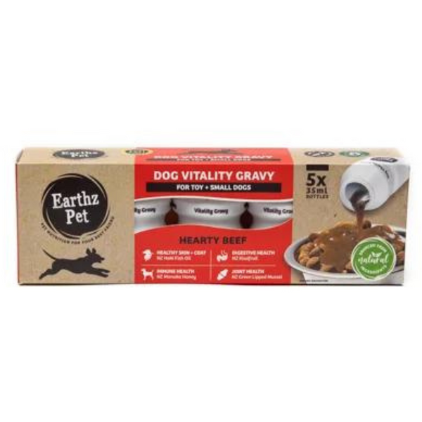 Earthz Pet Dog Vitality Gravy for Toy & Small Dogs Hearty Beef 35ml x 5